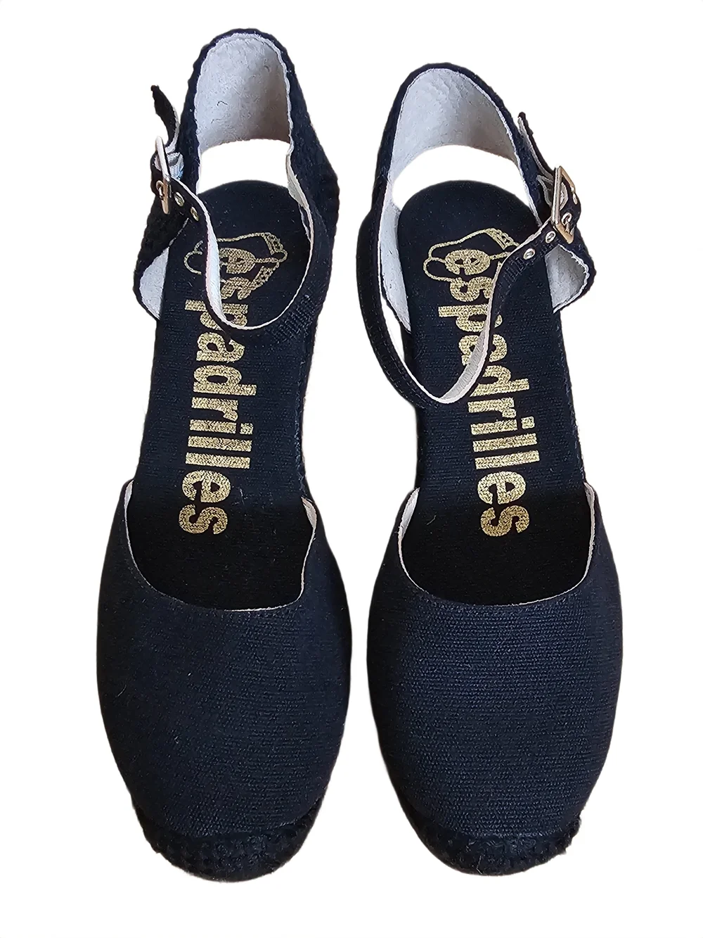 Poldo Calzature Robi Melange Negro Espadrille Wedge Sandals Black Size 38